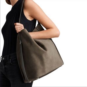 All saints suede and leather tote handbag